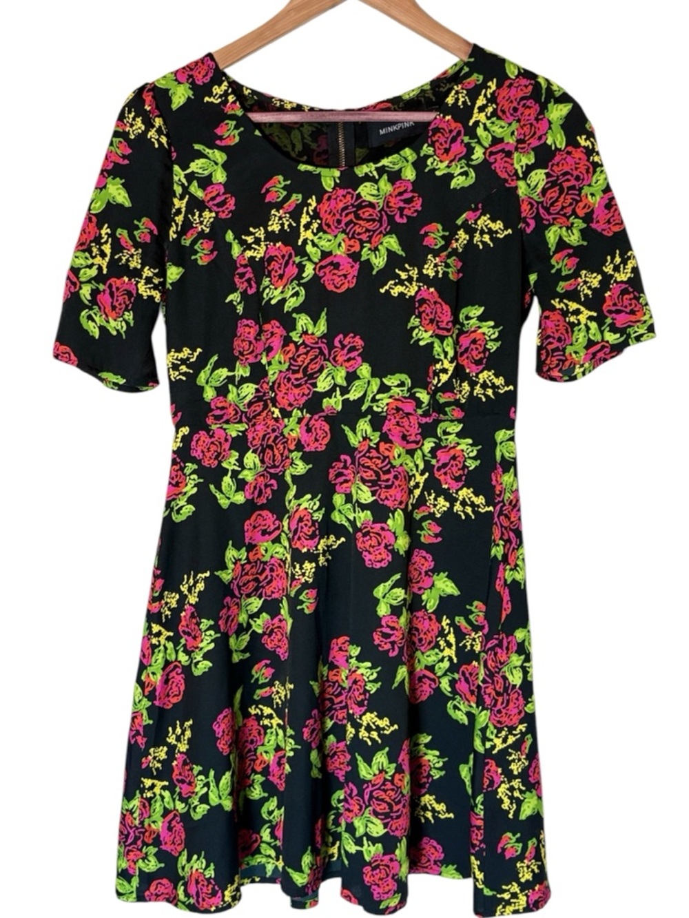 MINKPINK Floral Skater graduation Dress 🌹 Fit & Flare Size S